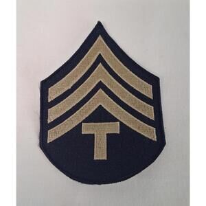 WWII US Army Technician 4th Grade T/4 Patch Military Surplus 3" x 4.25" Blue VTG